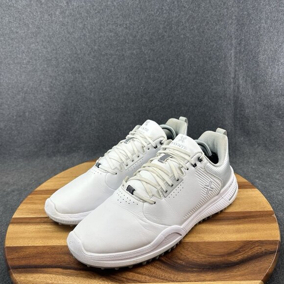 Payntr X 003 Spikeless Golf Shoes Mens 10.5 White Silver Leather Performance - Picture 6 of 12